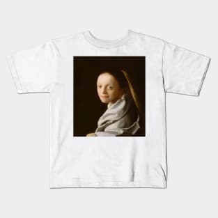 Study of a Young Woman by Jan Vermeer Kids T-Shirt